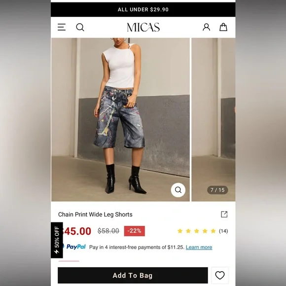 Micas Chain Print Wide Leg Shorts XS MC-4 (1) - Picture 7 of 8